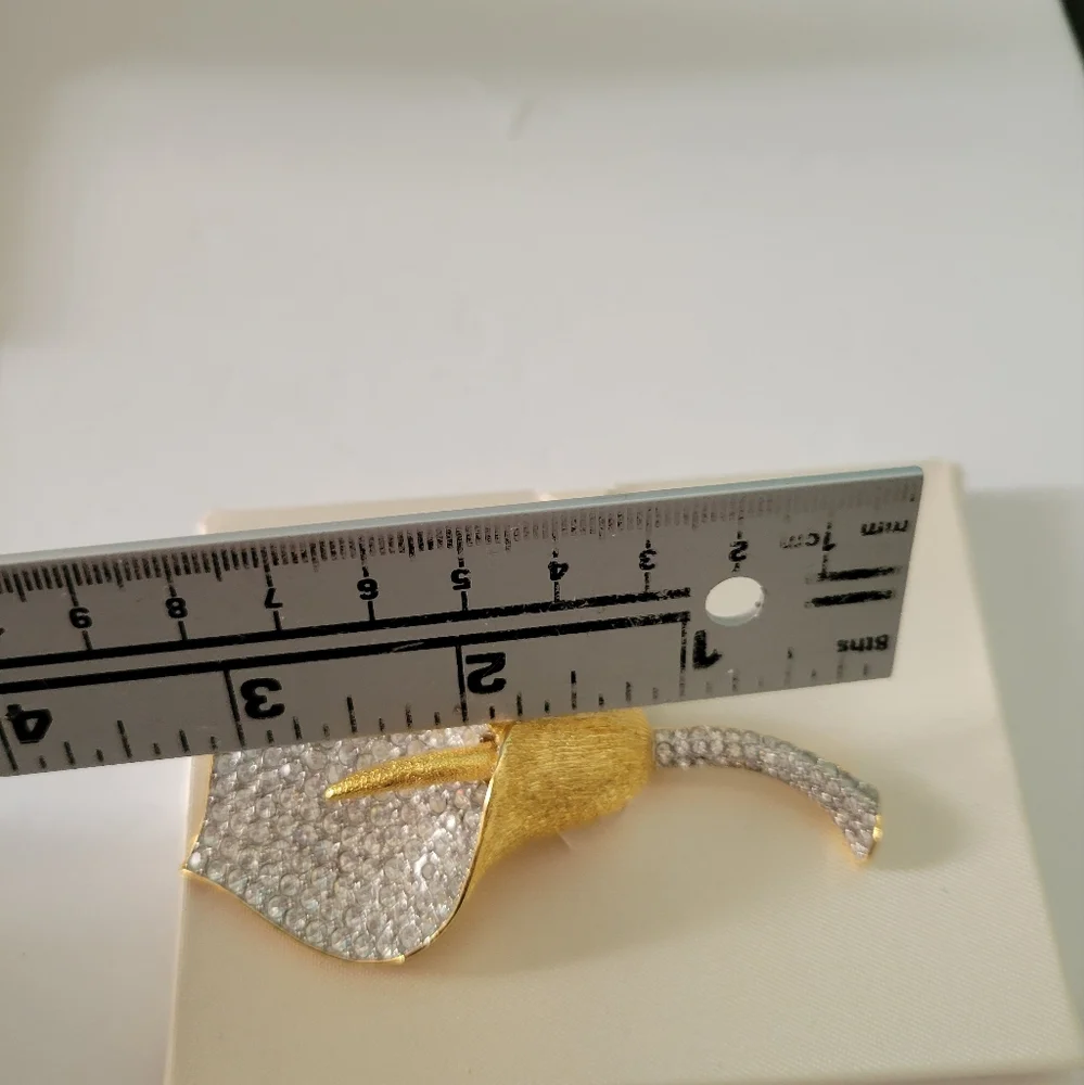 Nolan Miller Calla Lily Brooch In Box Crystals Goldtone